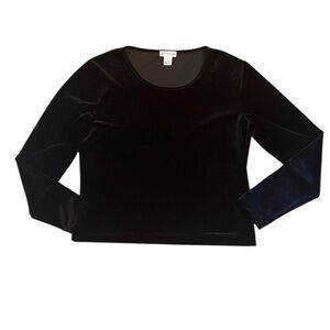 Vintage Ann Taylor Black Velvet Top Long Sleeve y2k 90s Women’s Size Large